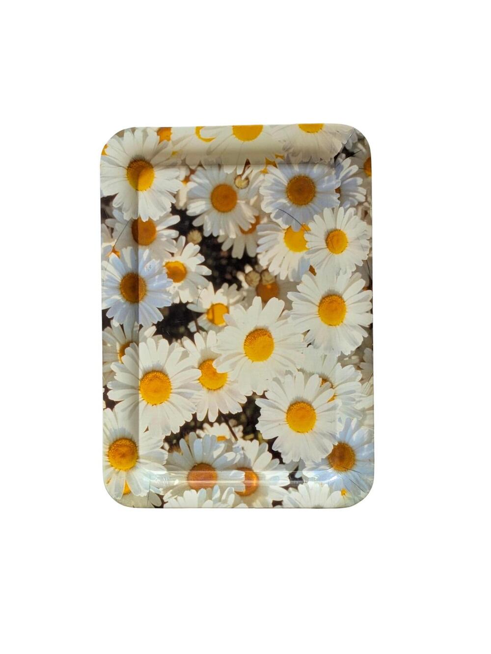 1970s Vintage Flower Power Serving Tray with Daisies
